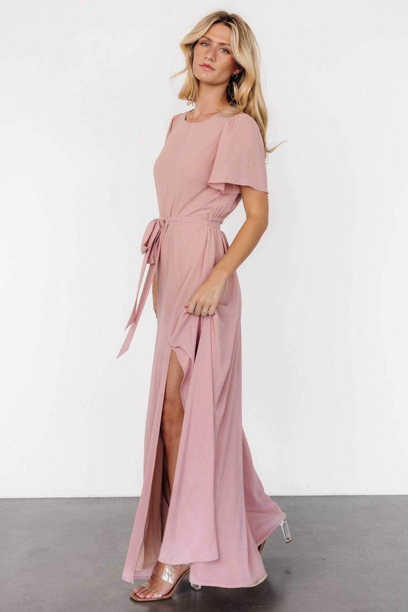 Naomi Short Sleeve Maxi Dress | Blush Pink - Baltic Born