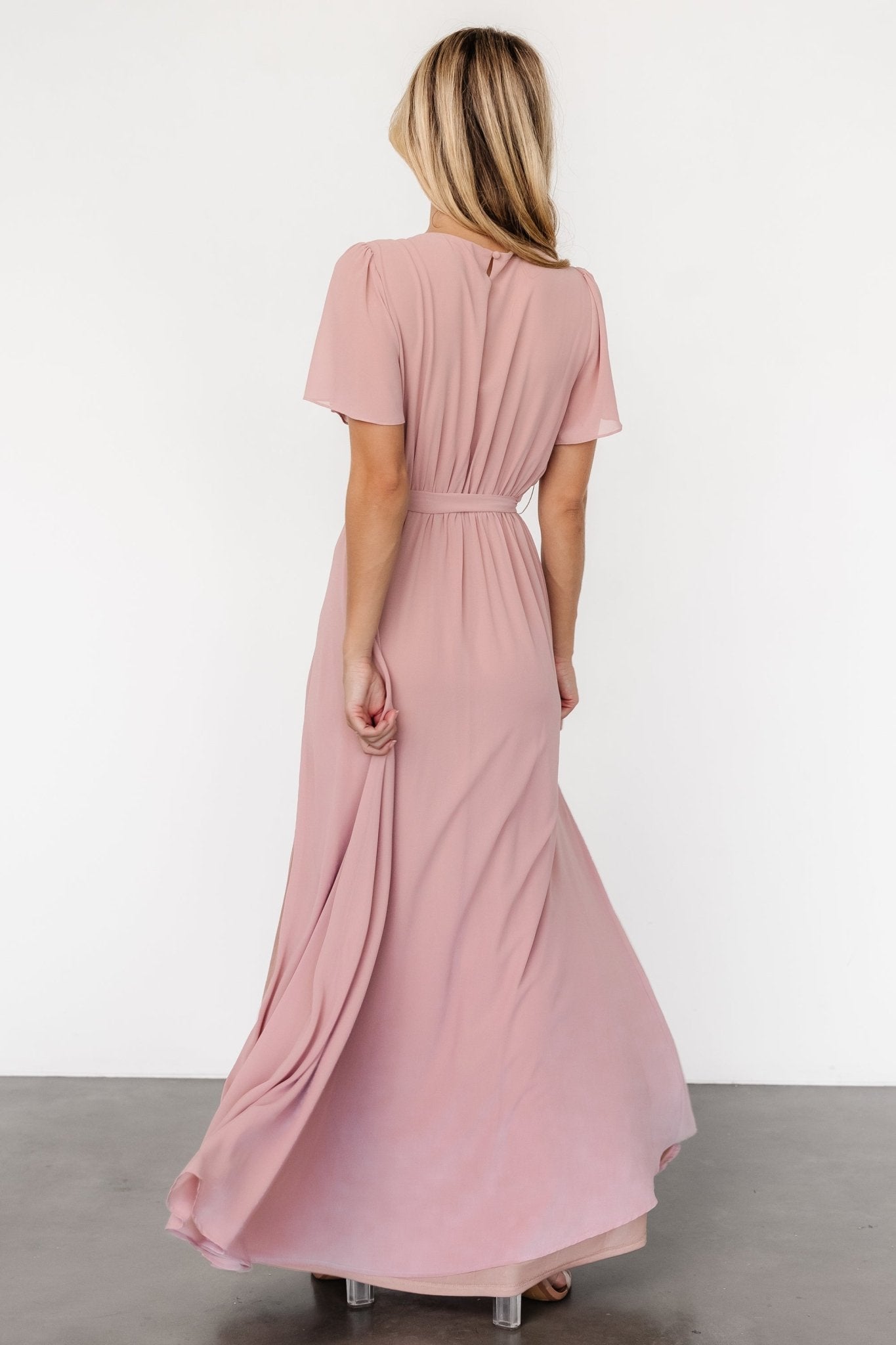 Naomi Short Sleeve Maxi Dress | Blush Pink - Baltic Born