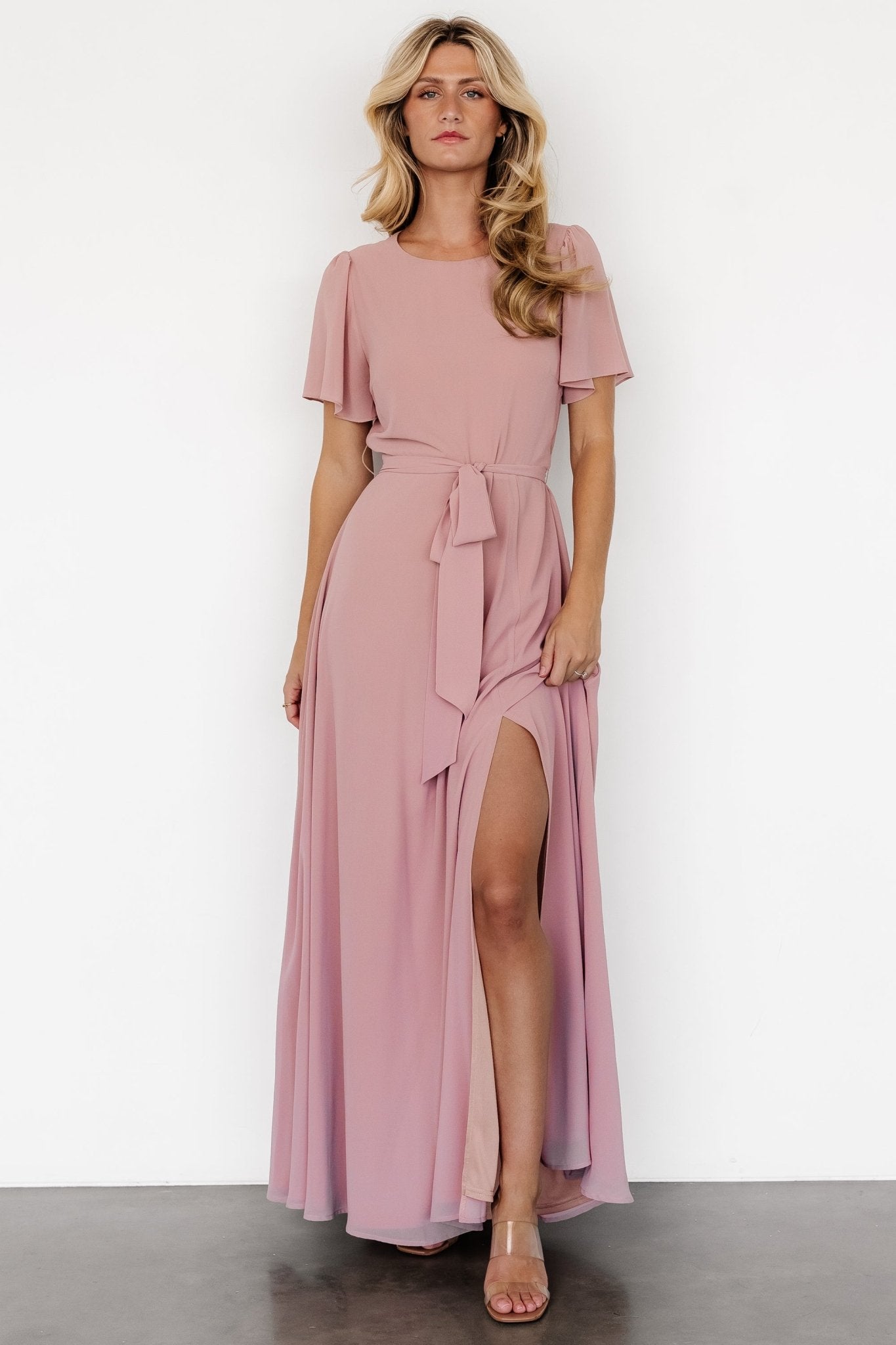 Naomi Short Sleeve Maxi Dress | Blush Pink - Baltic Born