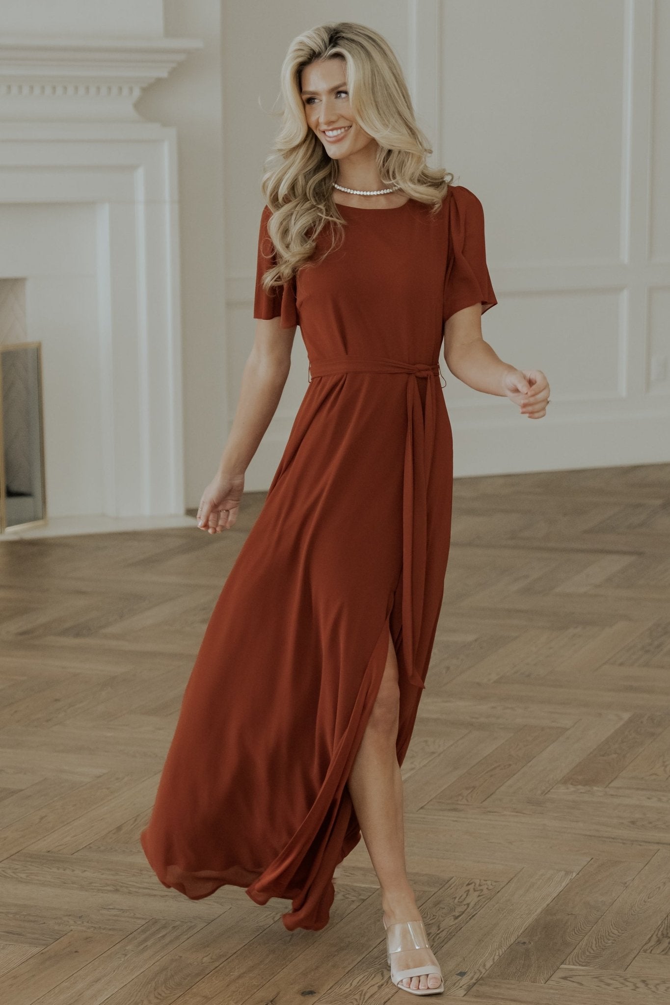 Baltic Born Womens Naomi Short Sleeve Maxi Dress | Cinnamon