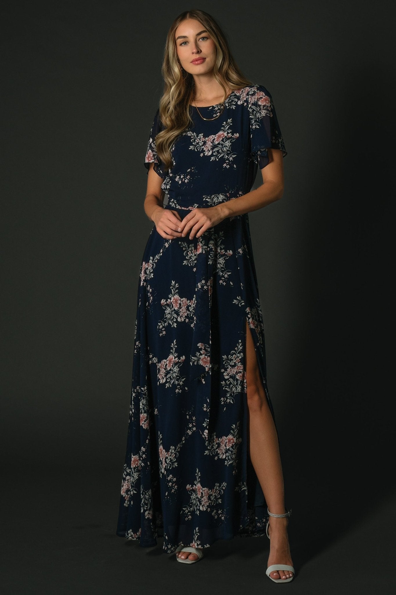 Naomi Short Sleeve Maxi Dress | Navy Floral - Baltic Born