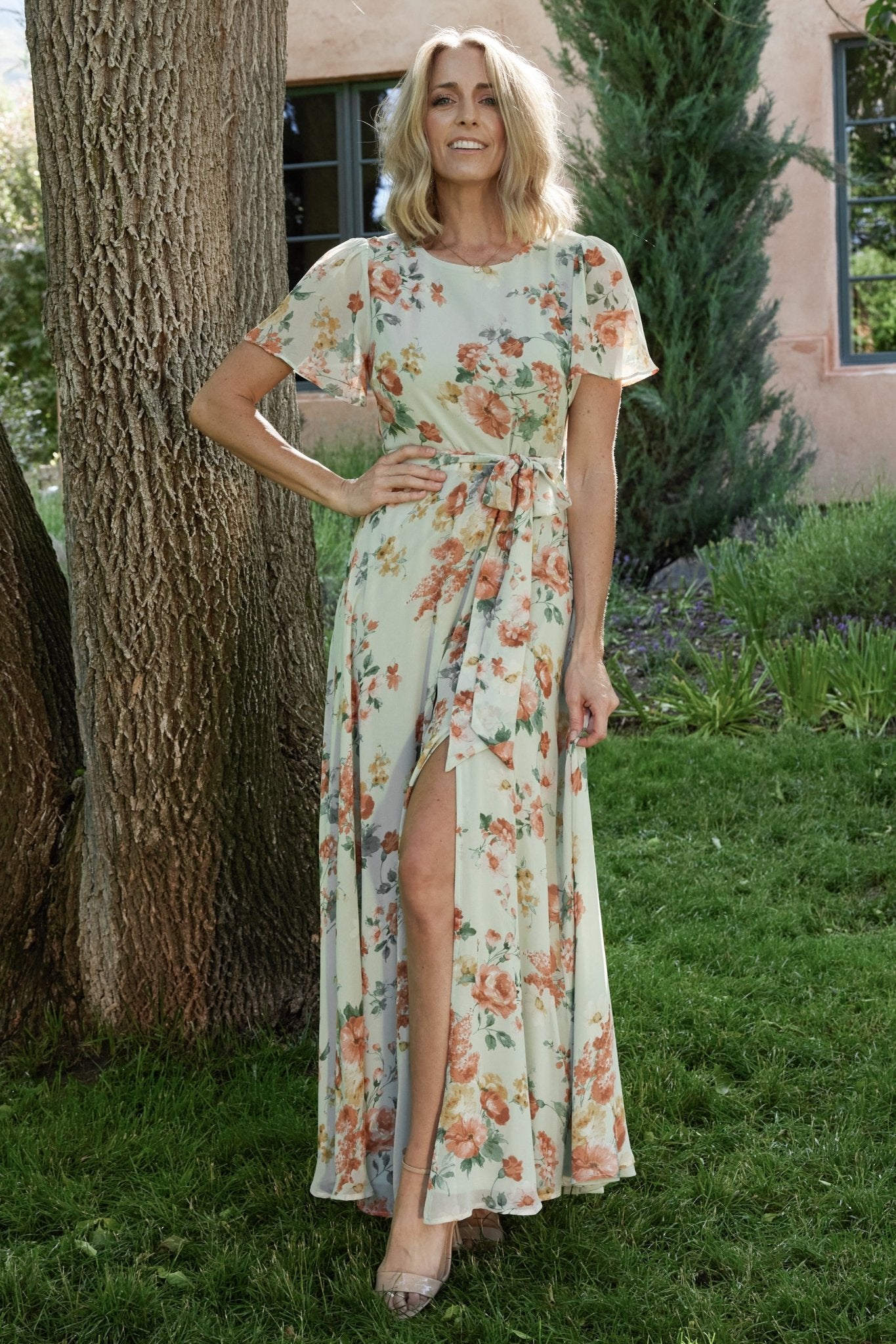 Naomi Short Sleeve Maxi Dress | Sage Floral - Baltic Born