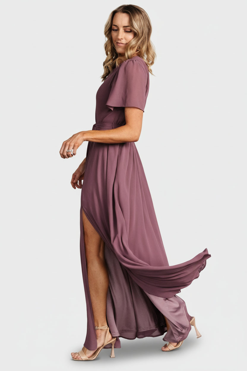 Baltic Born Womens Naomi Short Sleeve Maxi Dress | Vintage Plum