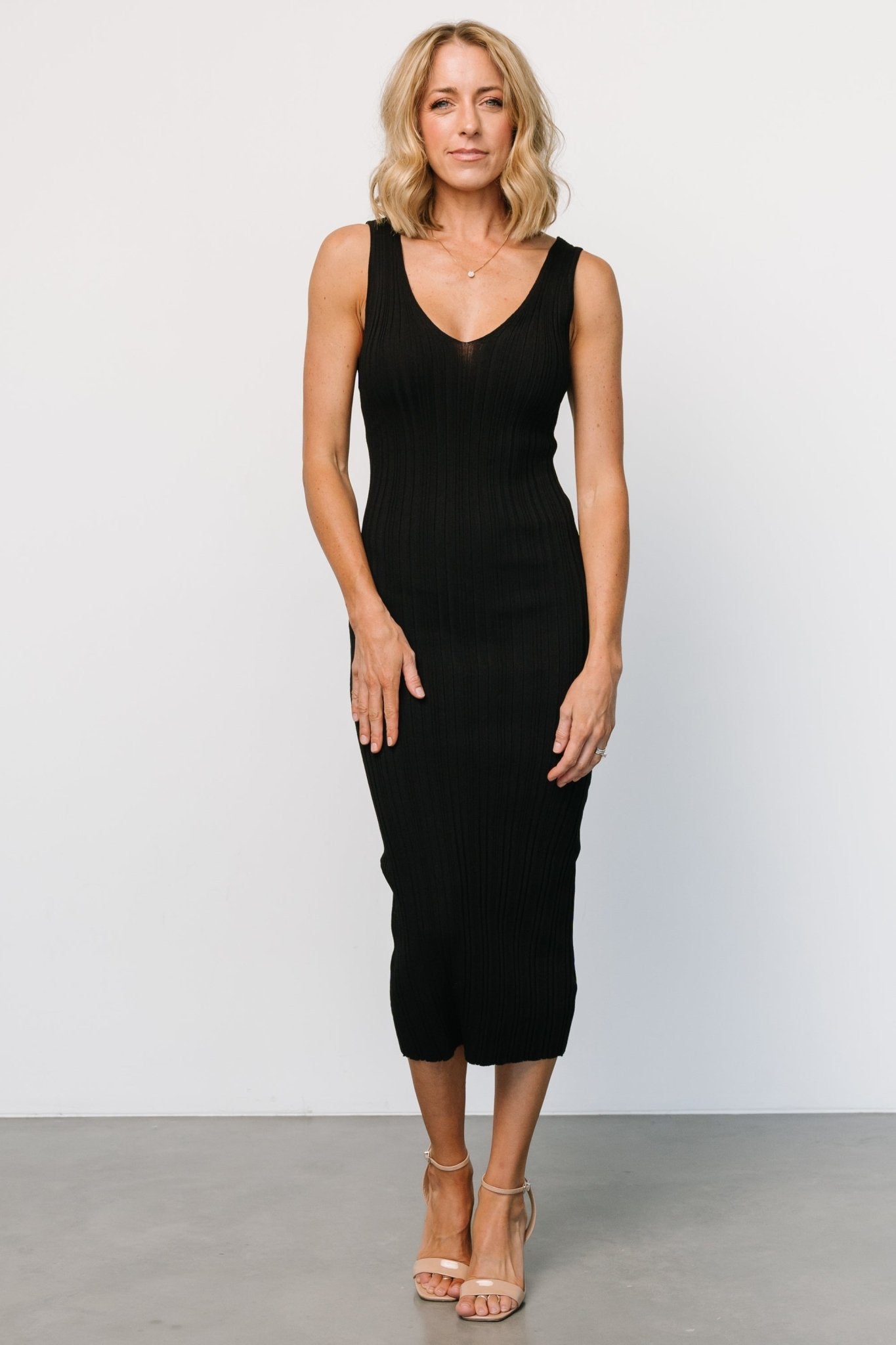 Napa V Neck Tank Dress | Black - Baltic Born