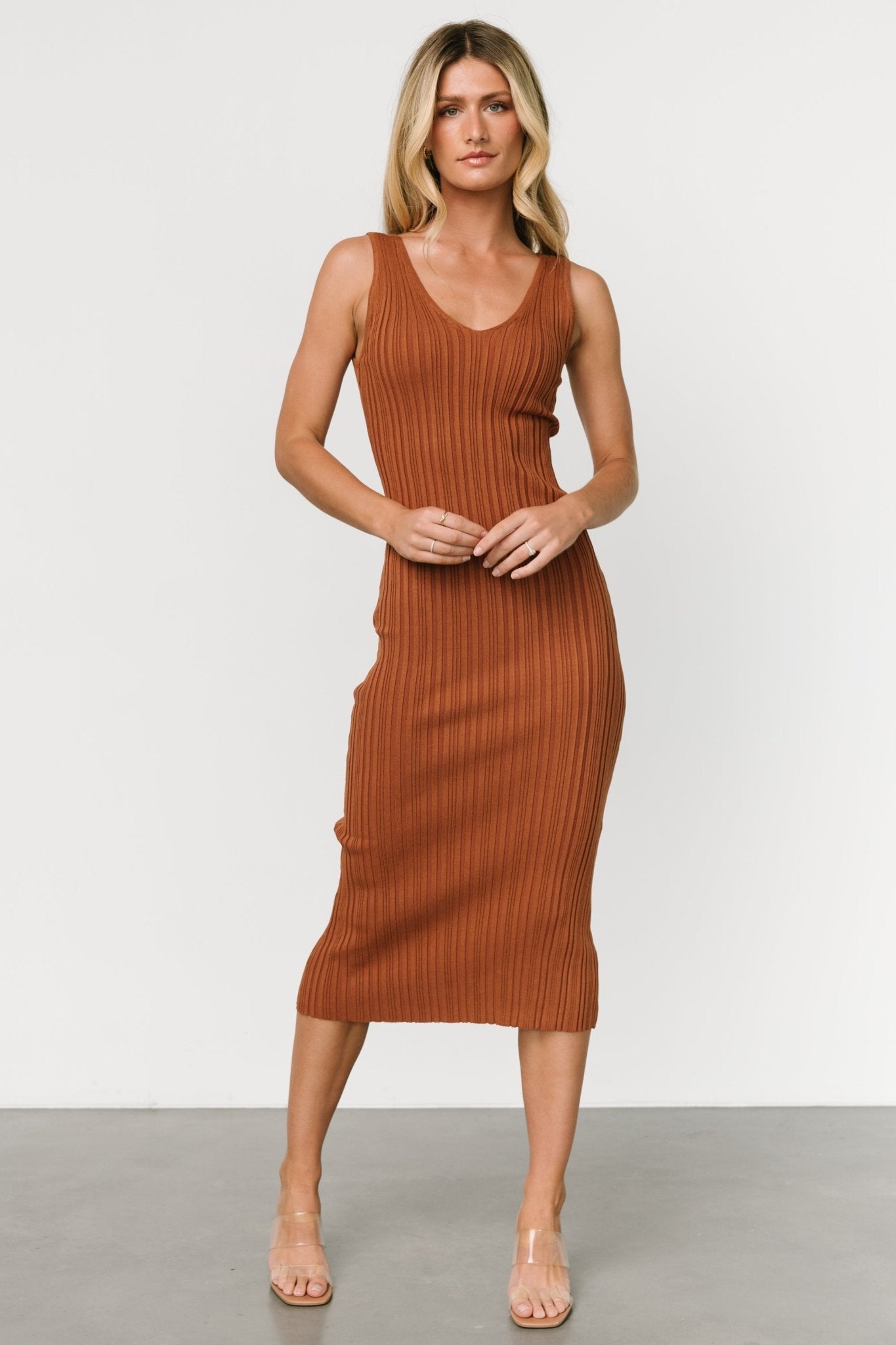 Napa V Neck Tank Dress | Copper - Baltic Born