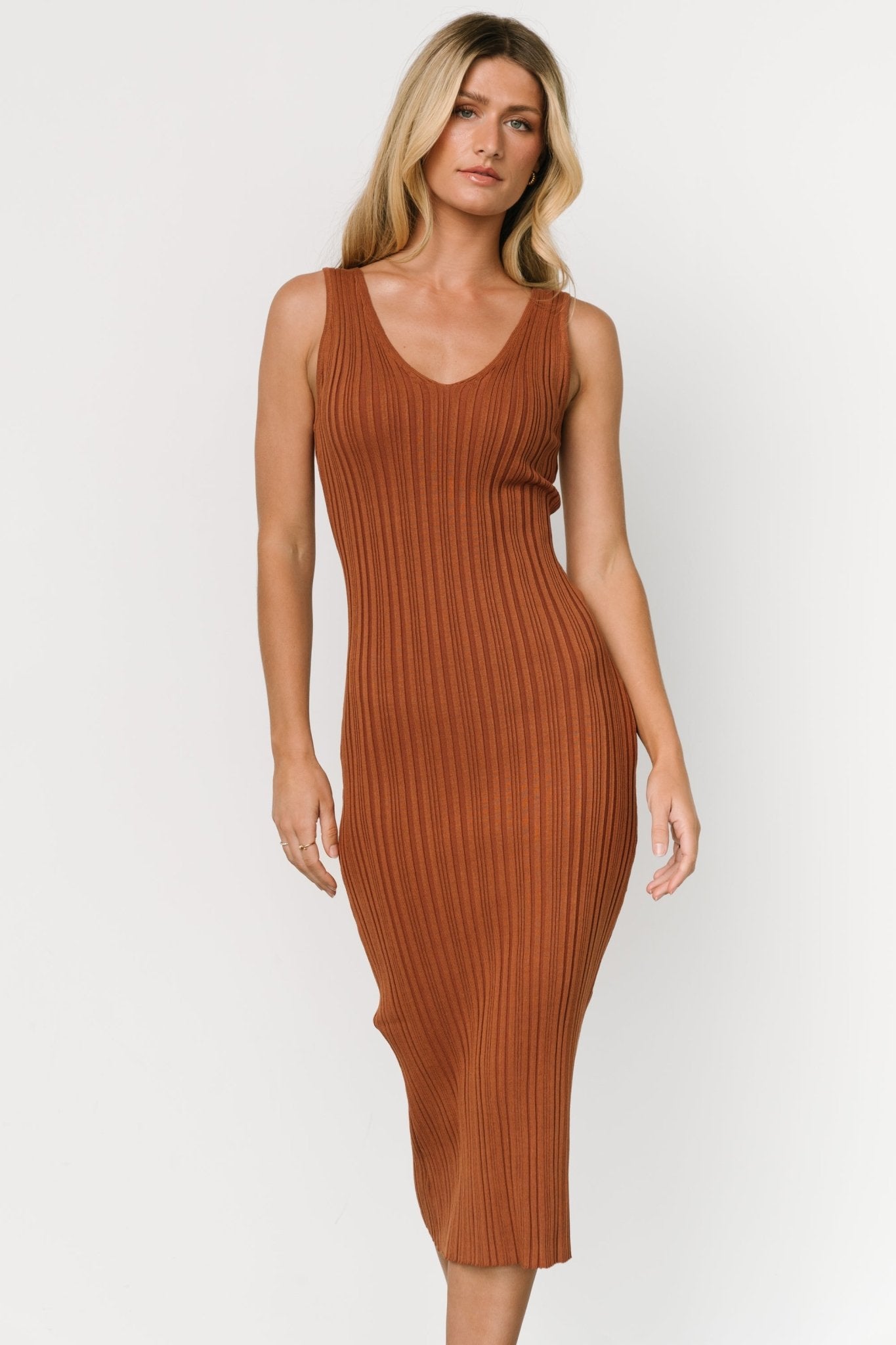 Napa V Neck Tank Dress | Copper - Baltic Born