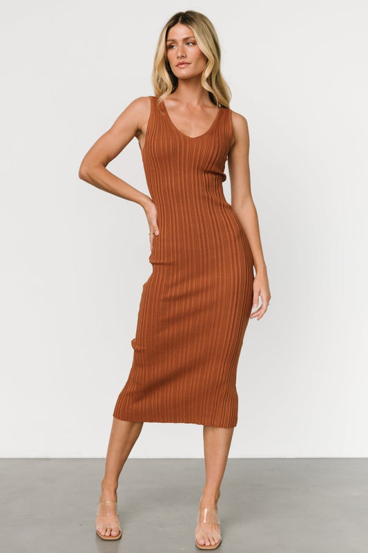 Napa V Neck Tank Dress | Copper - Baltic Born