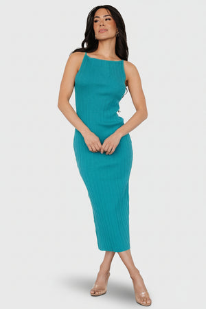 Natia Tank Dress Teal Rib-Knit Midi Dress | Baltic Born M Natia Tank Dress Teal Rib-Knit Midi Dress | Baltic Born M