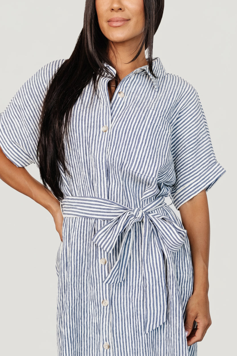 Nautical Shirt Dress Blue Stripe Seersucker | Baltic Born XL Nautical Shirt Dress Blue Stripe Seersucker | Baltic Born XL