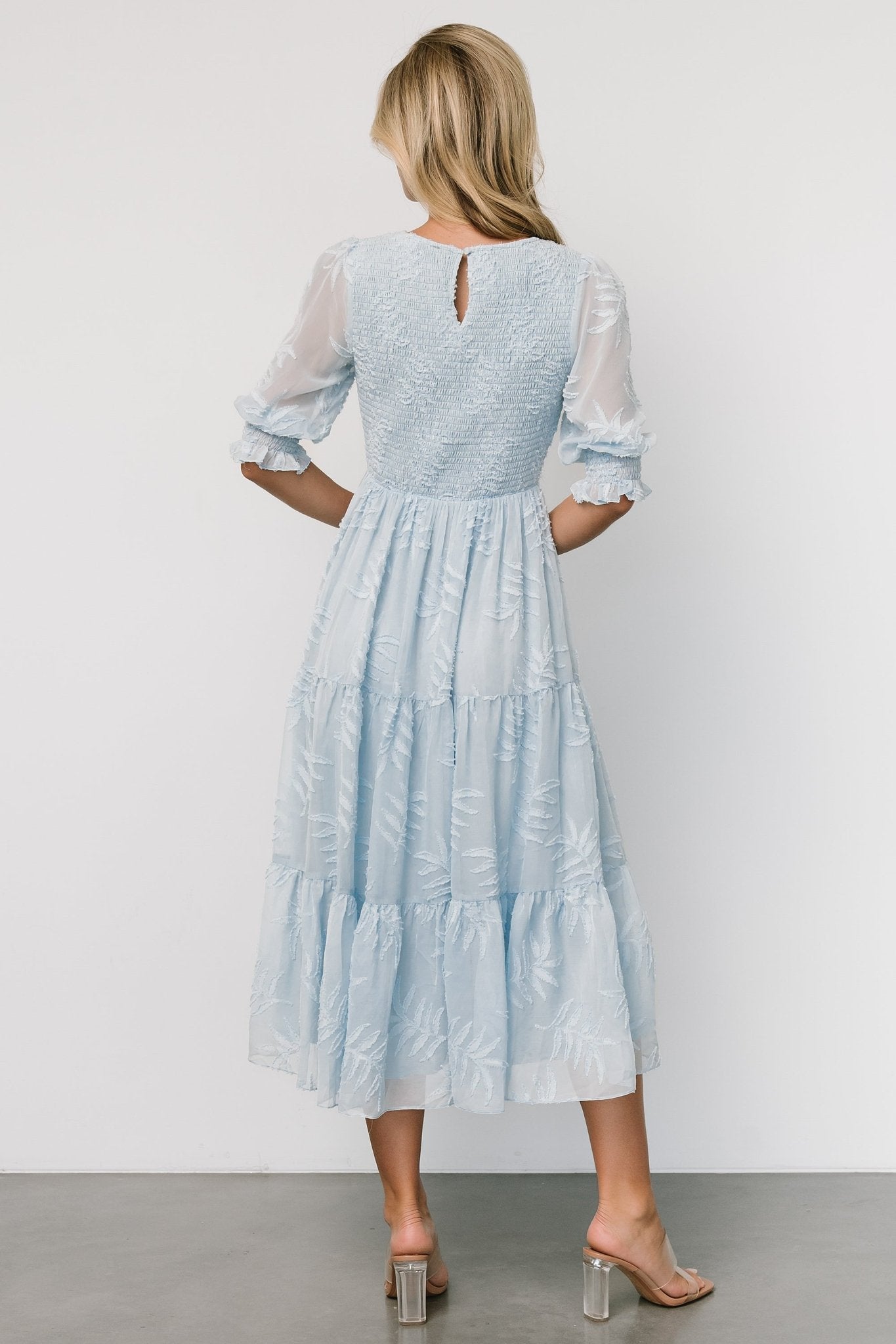 Nellie Smocked Midi Dress | Light Blue - Baltic Born