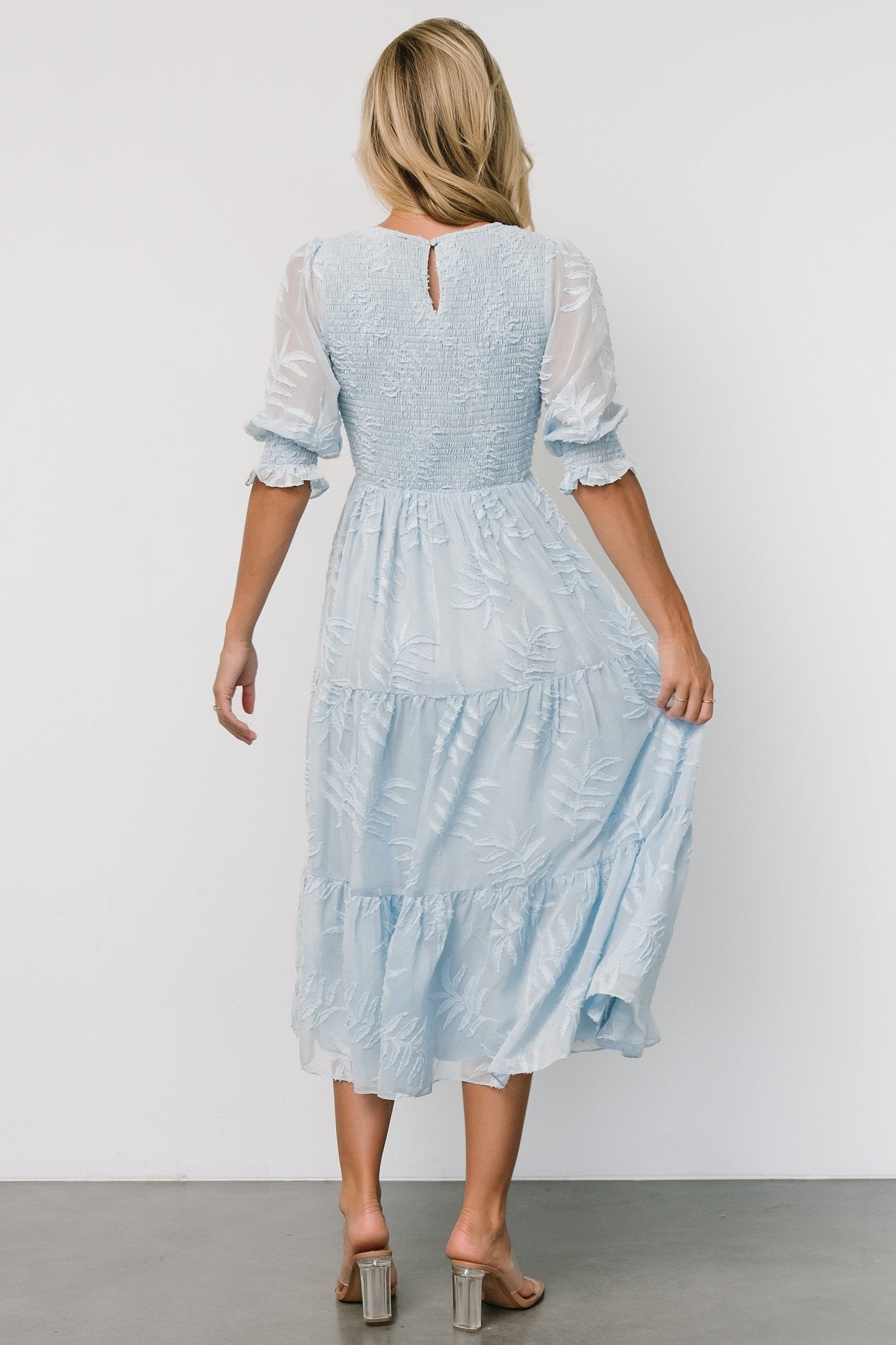 Nellie Smocked Midi Dress | Light Blue - Baltic Born