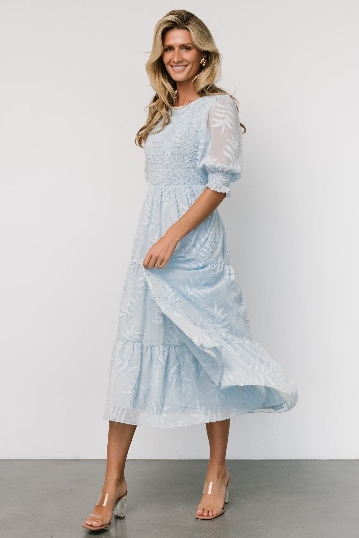 Nellie Smocked Midi Dress | Light Blue - Baltic Born