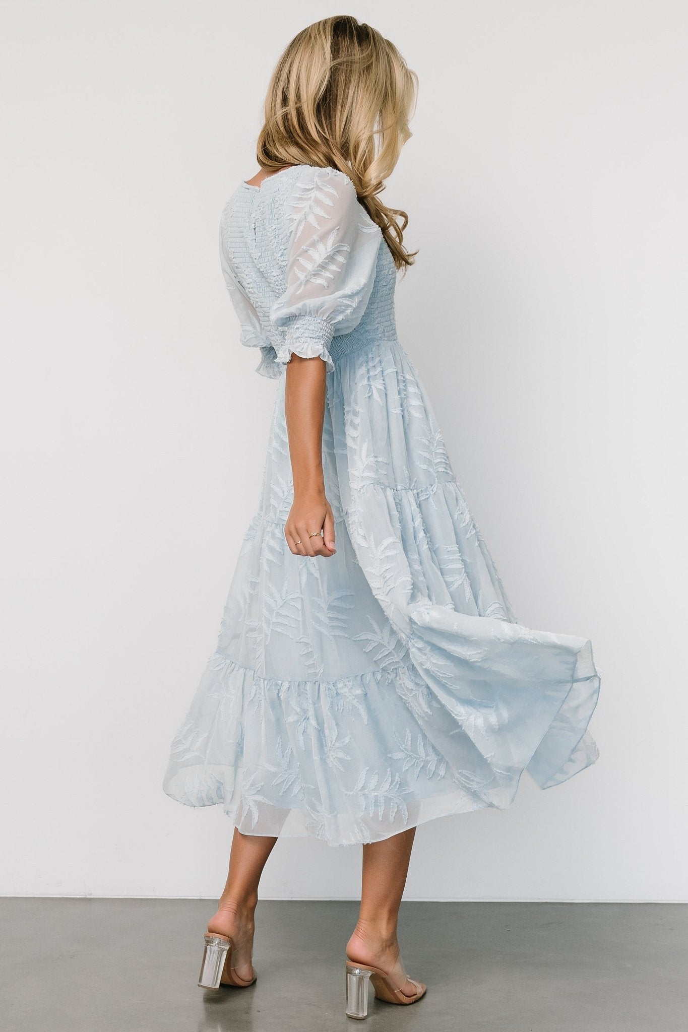 Nellie Smocked Midi Dress | Light Blue - Baltic Born