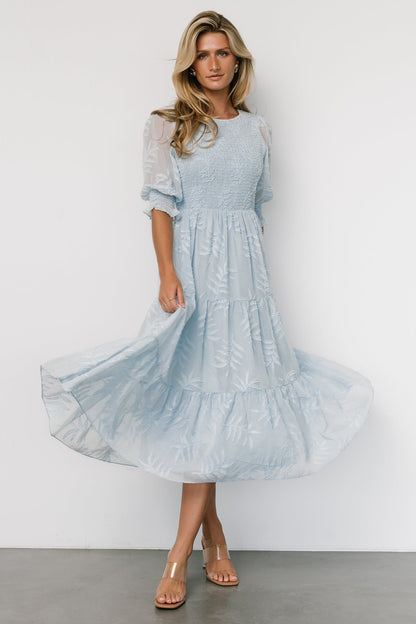 Nellie Smocked Midi Dress | Light Blue - Baltic Born