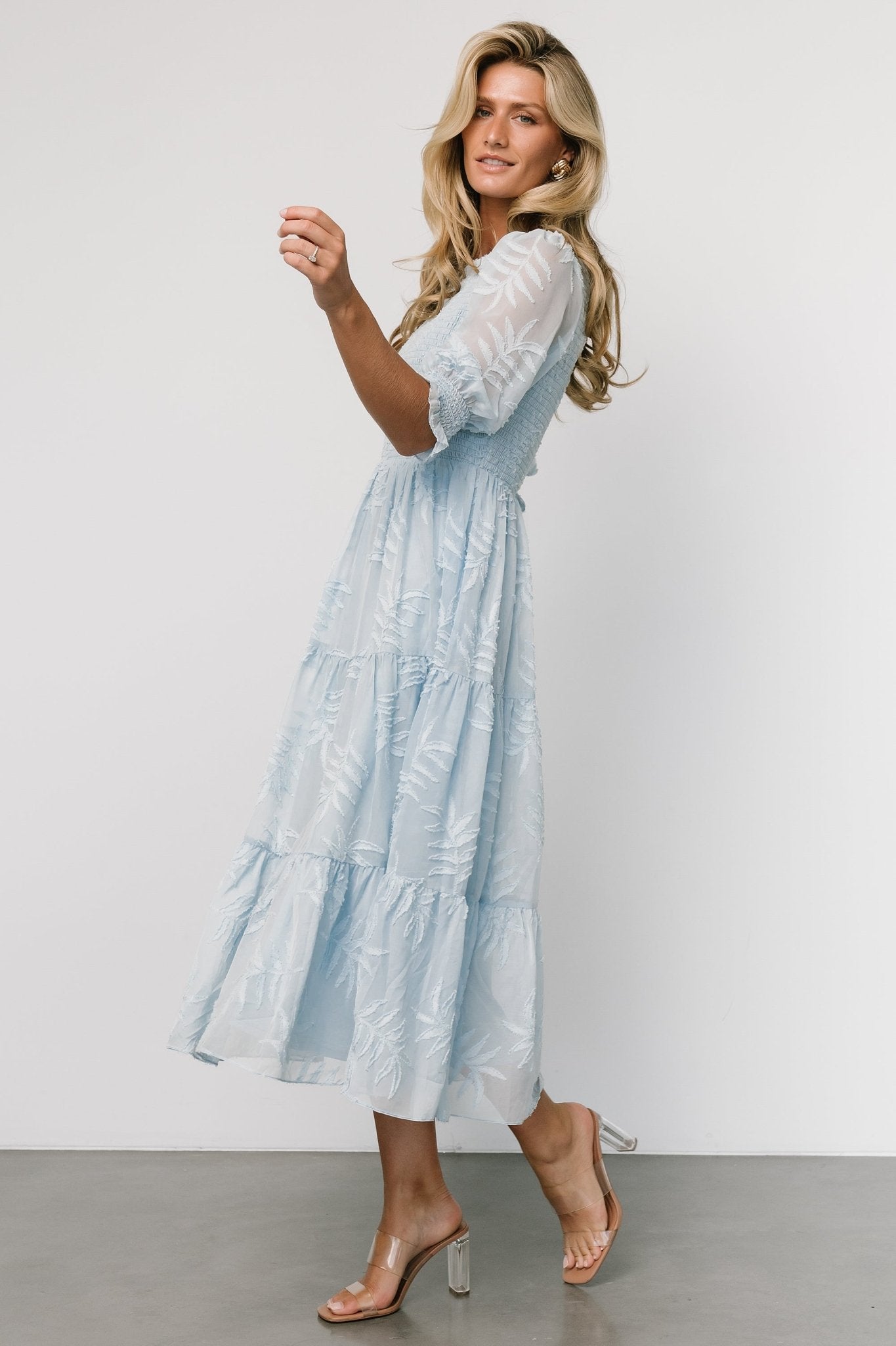 Nellie Smocked Midi Dress | Light Blue - Baltic Born