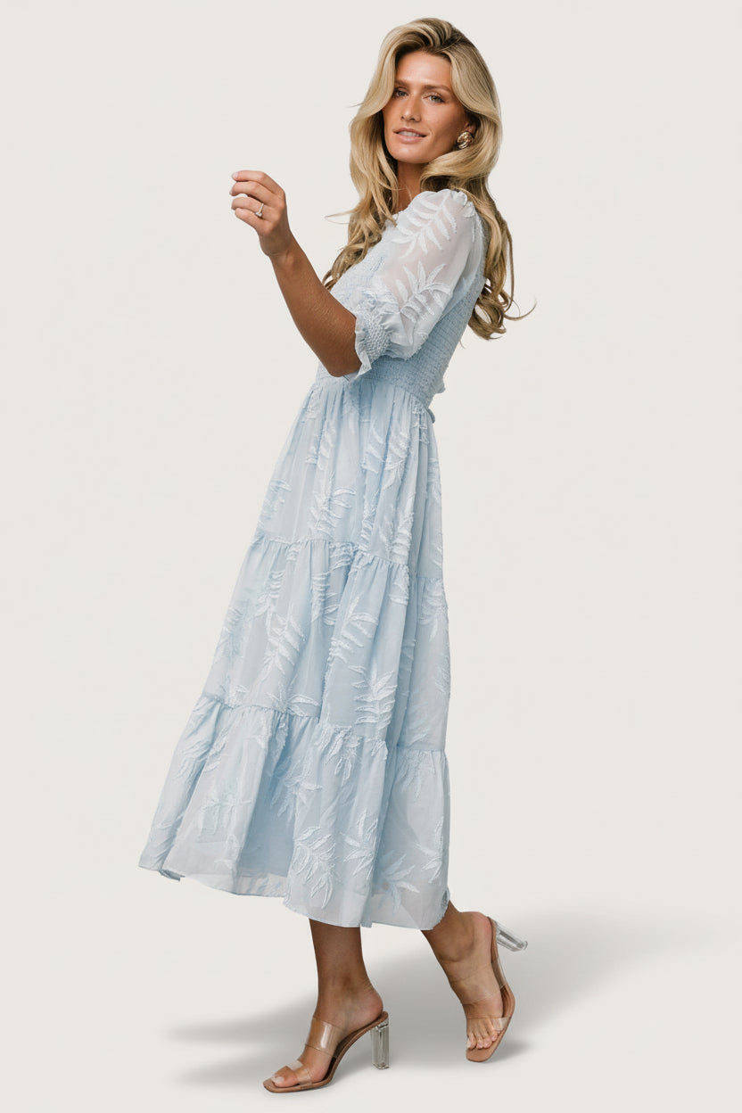 Nellie Smocked Midi Dress | Light Blue