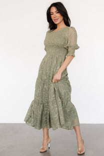 Nellie Smocked Midi Dress | Black