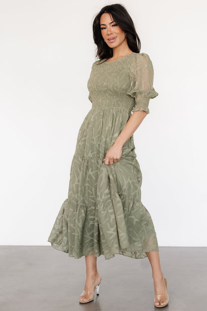 Nellie Smocked Midi Dress | Sage Green - Baltic Born