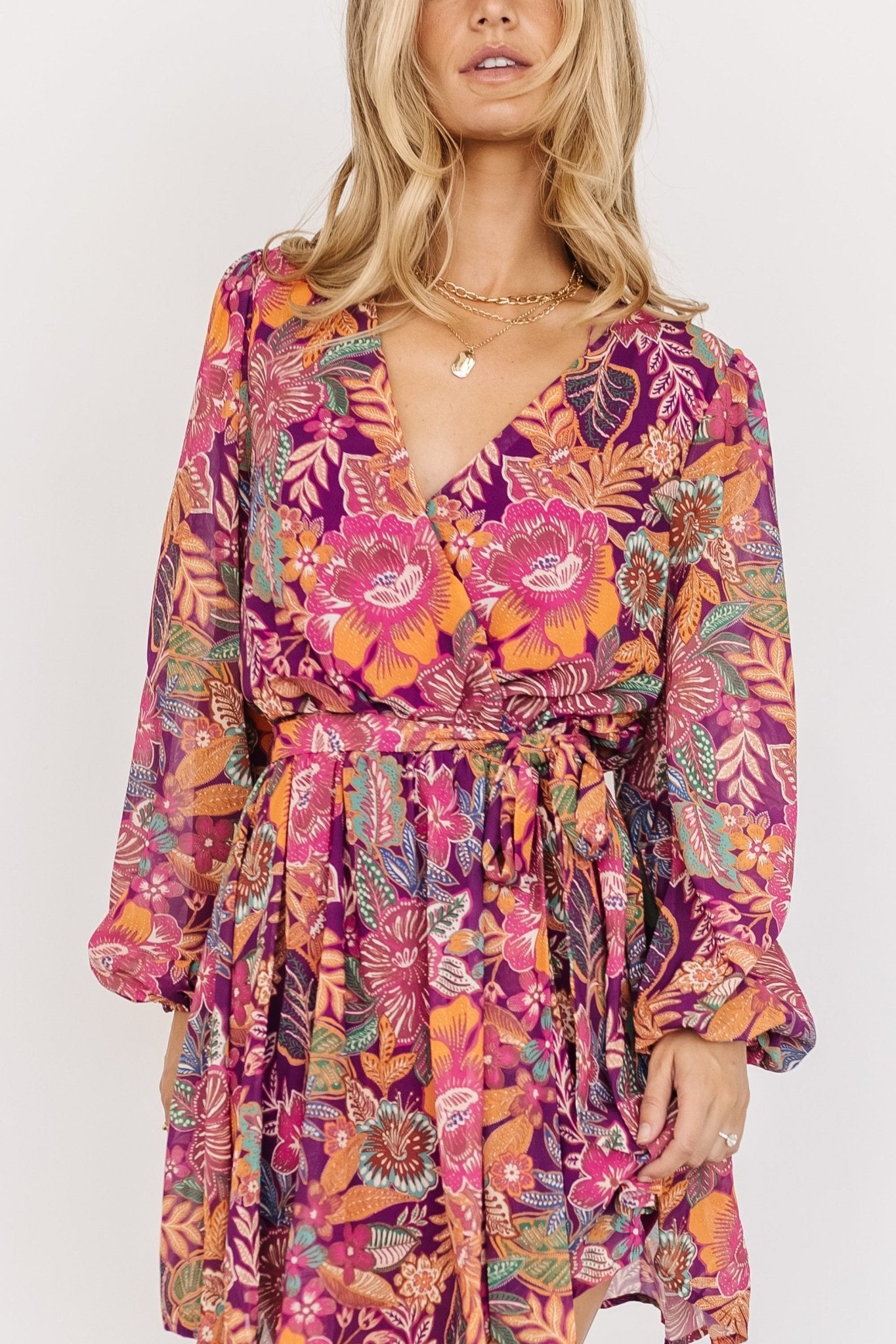 Baltic Born Womens Newark Mini Dress | Purple Multi
