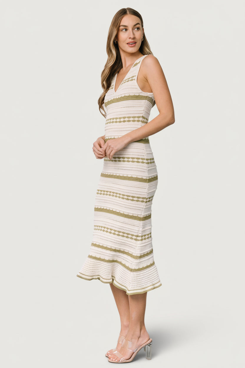 Baltic Born Womens Nicolette Pointelle Dress | Cream + Sage
