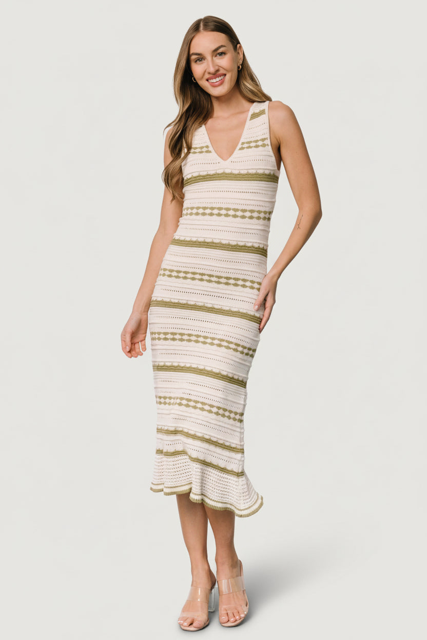 Baltic Born Womens Nicolette Pointelle Dress | Cream + Sage