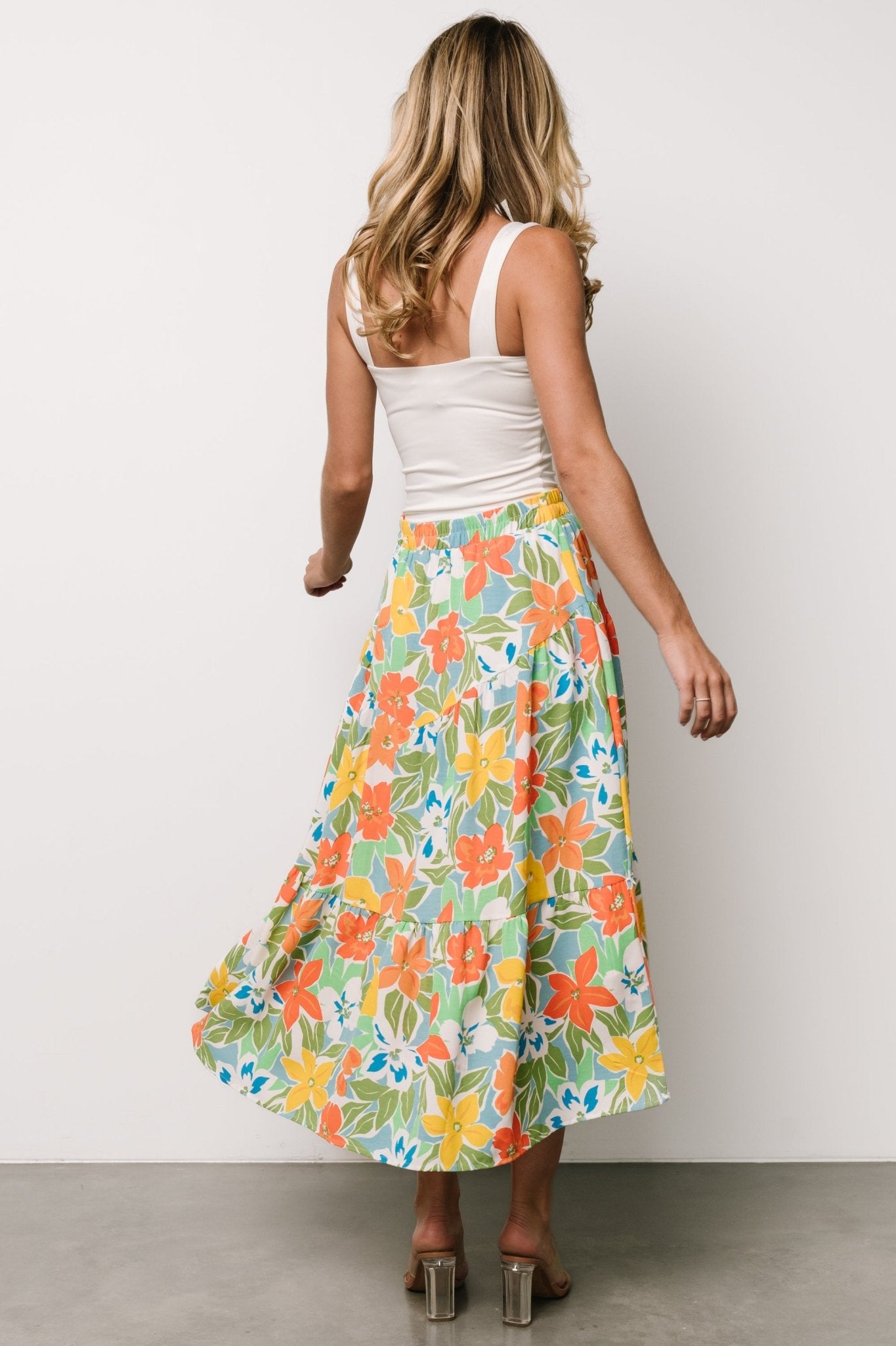 Nika Tiered Skirt | Orange + Blue Floral - Baltic Born