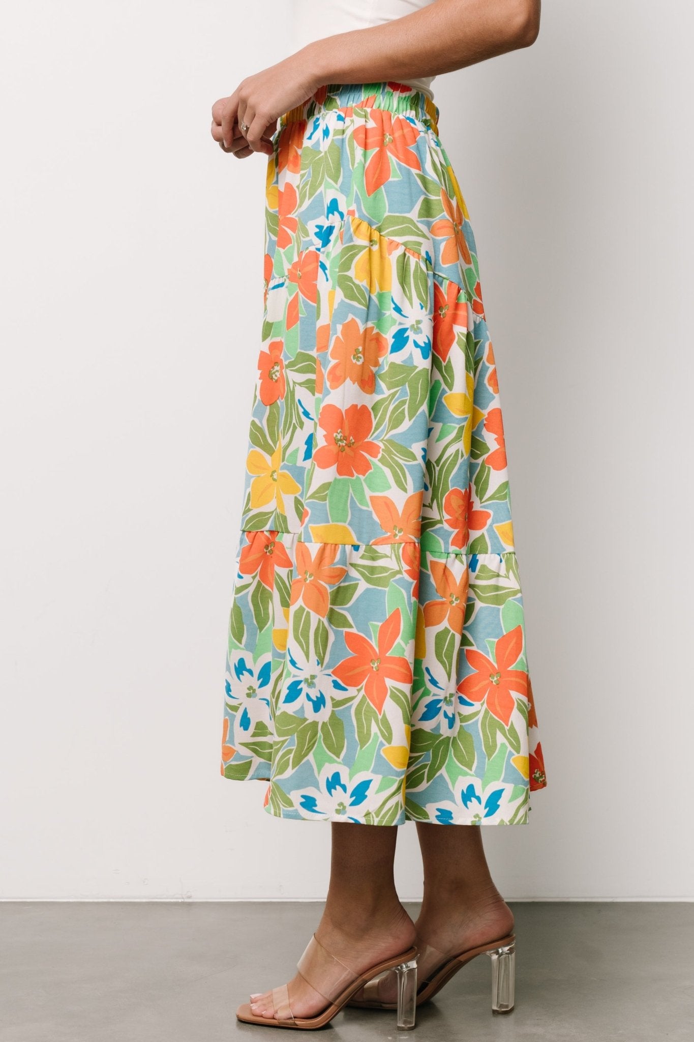 Nika Tiered Skirt | Orange + Blue Floral - Baltic Born