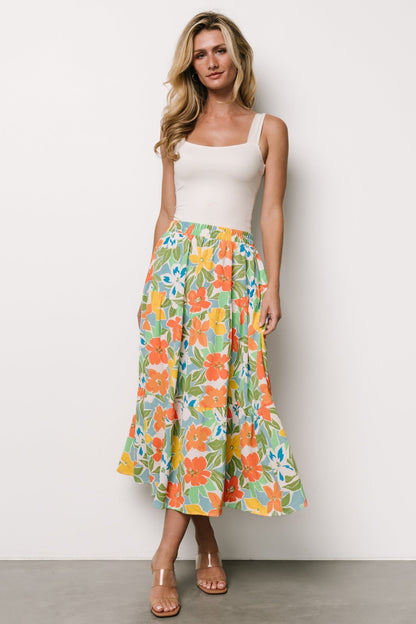 Nika Tiered Skirt | Orange + Blue Floral - Baltic Born