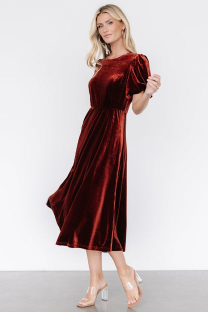 Nita Velvet Midi Dress | Deep Cinnamon - Baltic Born