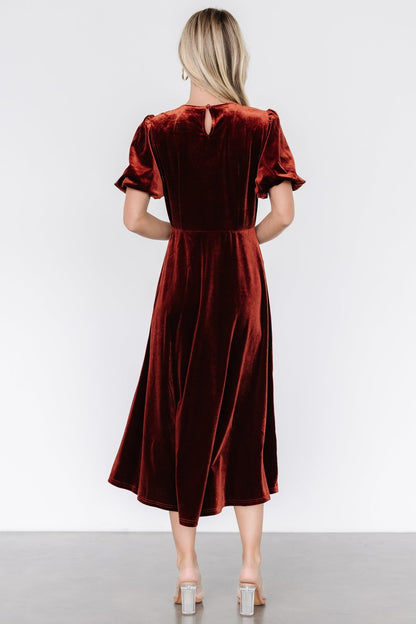 Nita Velvet Midi Dress | Deep Cinnamon - Baltic Born