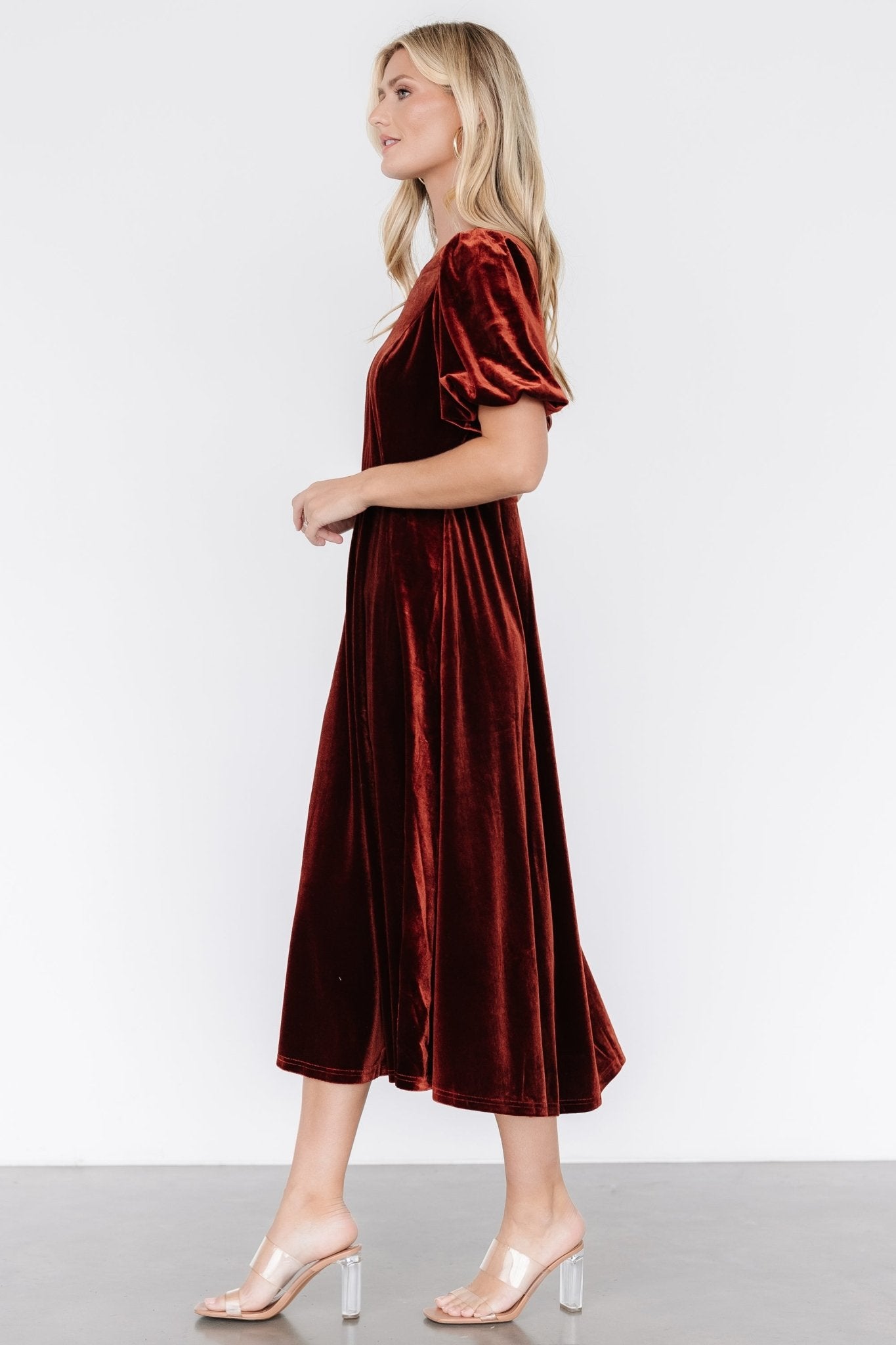 Nita Velvet Midi Dress | Deep Cinnamon - Baltic Born