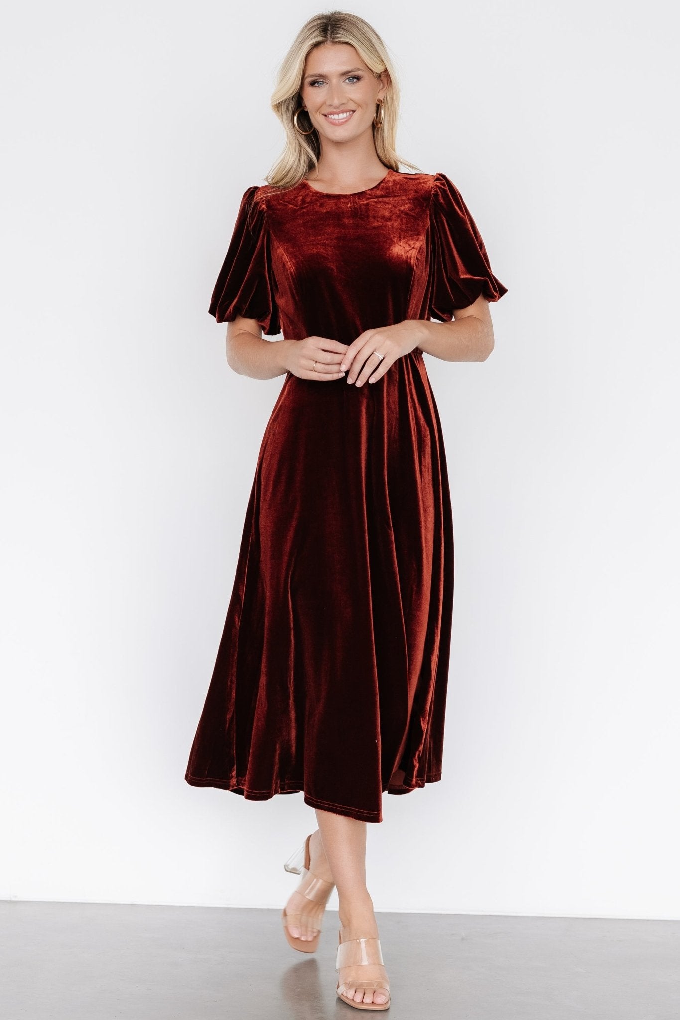 Nita Velvet Midi Dress | Deep Cinnamon - Baltic Born