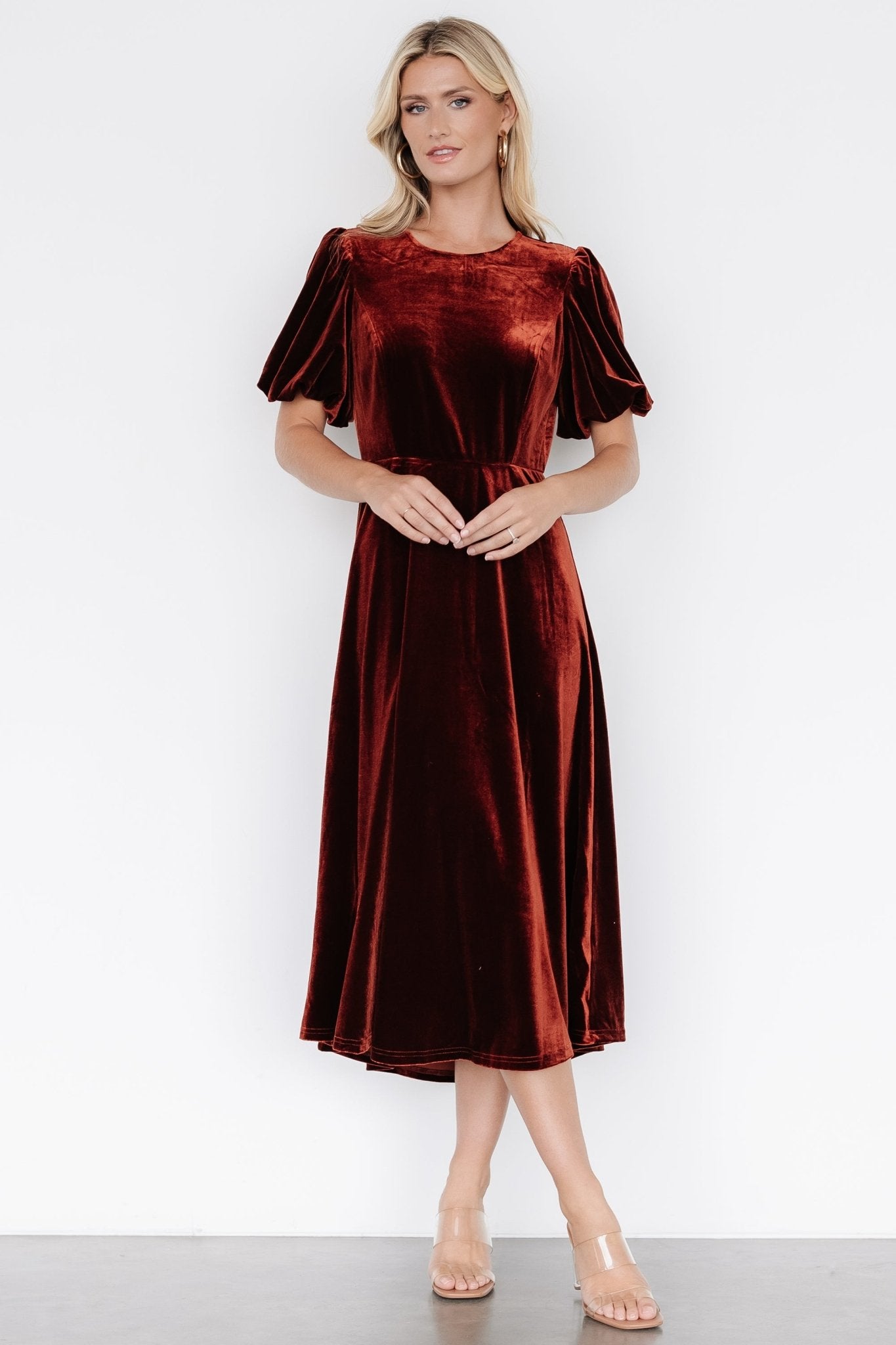 Nita Velvet Midi Dress | Deep Cinnamon - Baltic Born