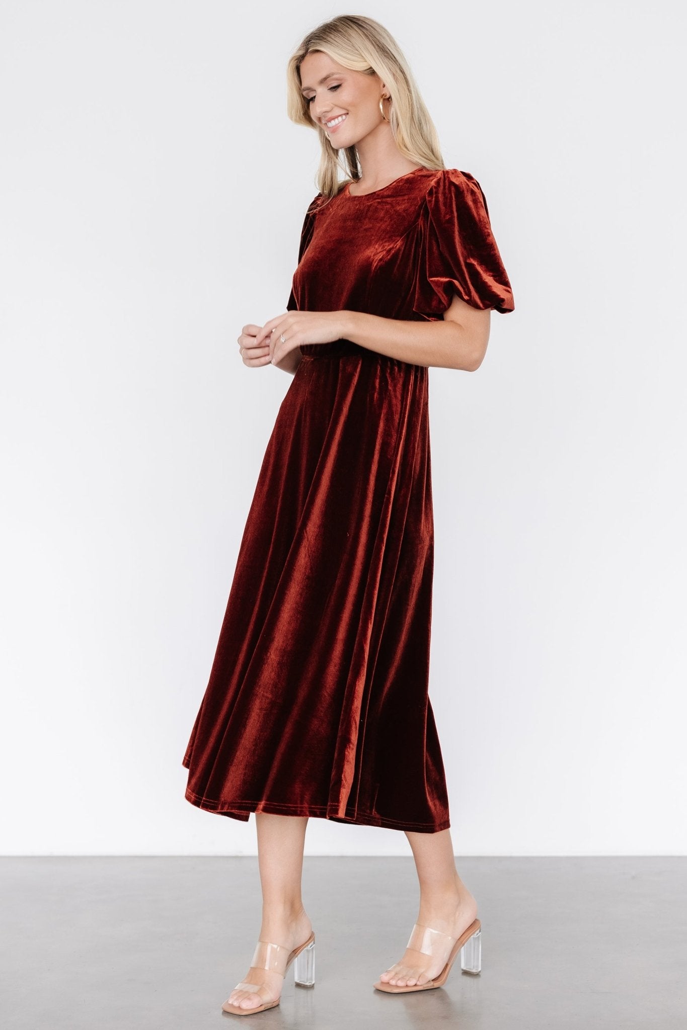 Nita Velvet Midi Dress | Deep Cinnamon - Baltic Born