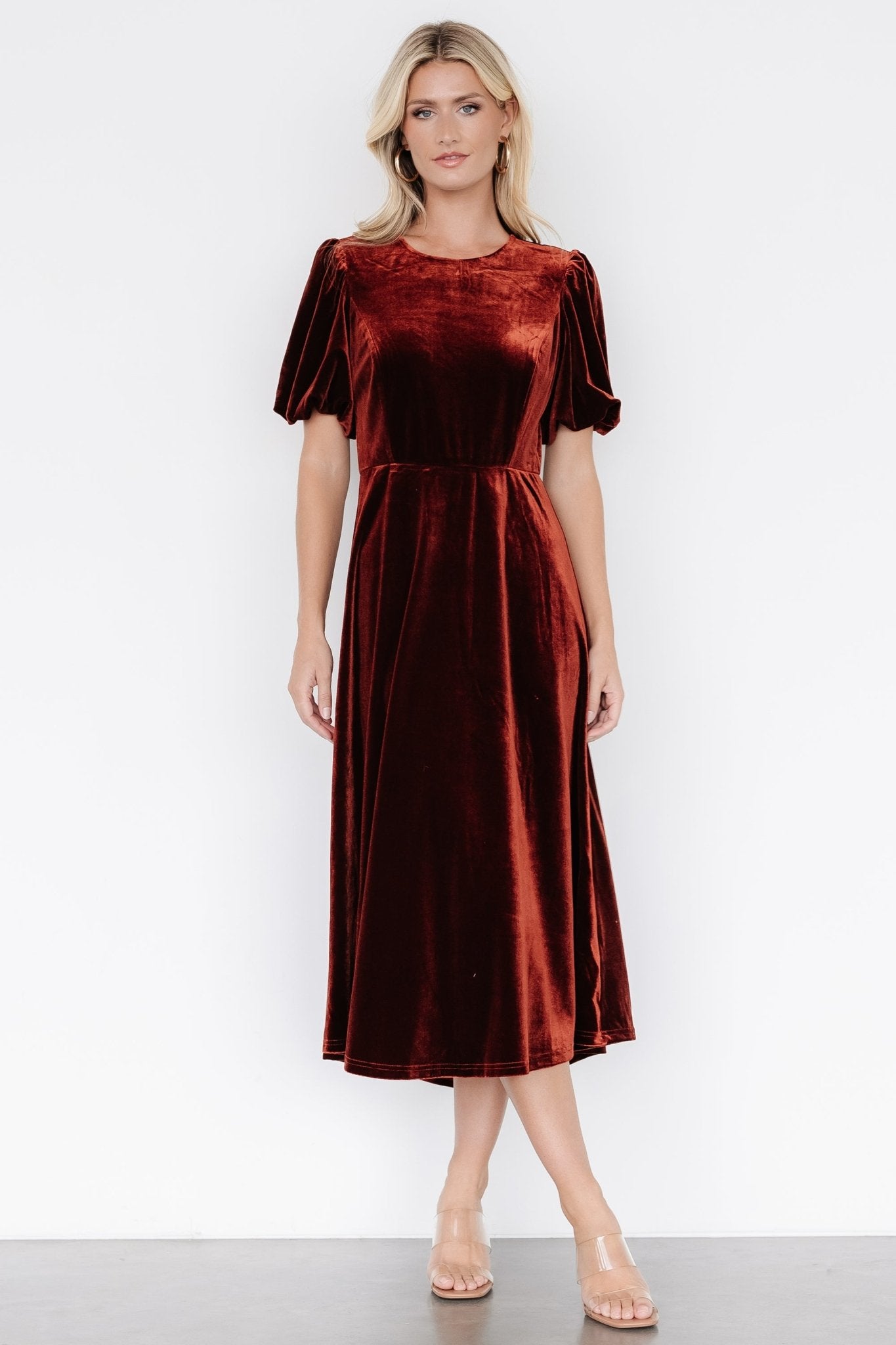 Nita Velvet Midi Dress | Deep Cinnamon - Baltic Born