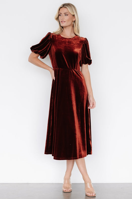 Nita Velvet Midi Dress | Deep Cinnamon - Baltic Born