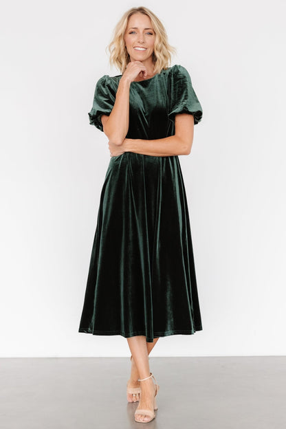 Nita Velvet Midi Dress | Deep Green - Baltic Born