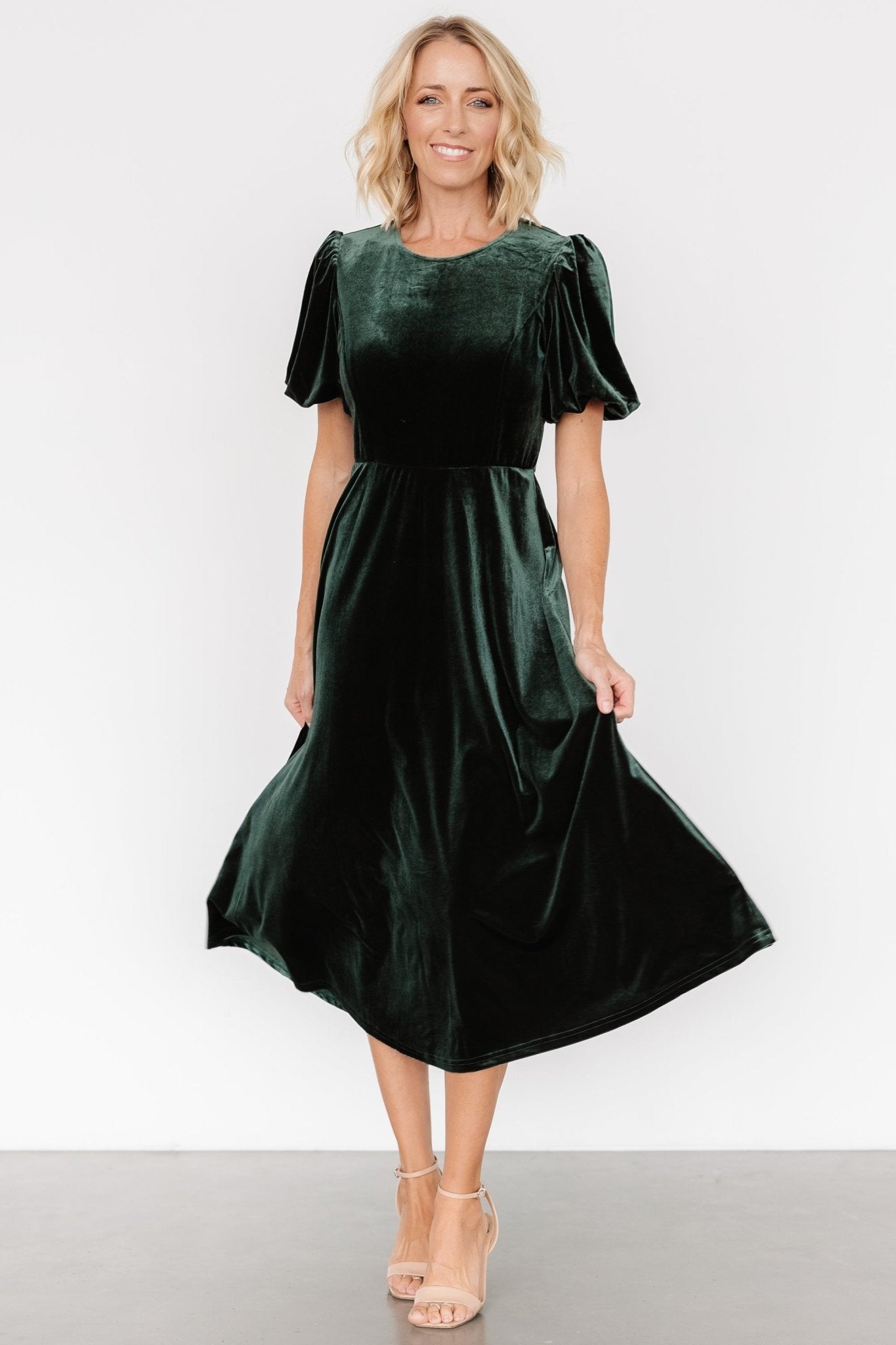 Nita Velvet Midi Dress | Deep Green - Baltic Born