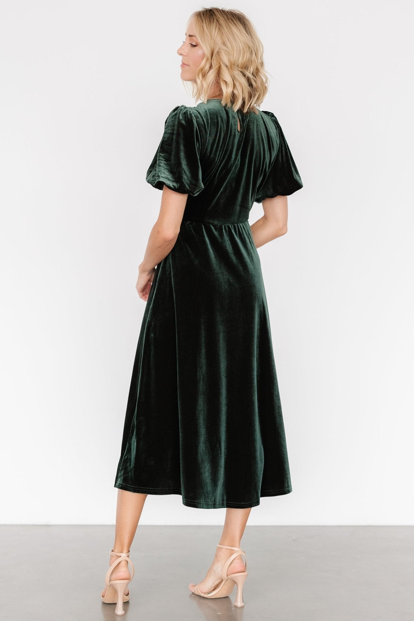 Nita Velvet Midi Dress | Deep Green - Baltic Born