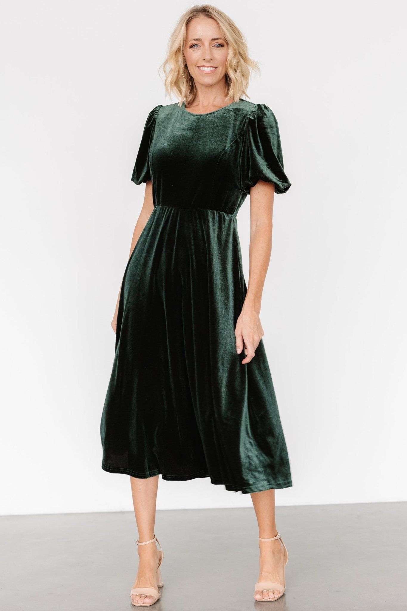 Nita Velvet Midi Dress | Deep Green - Baltic Born