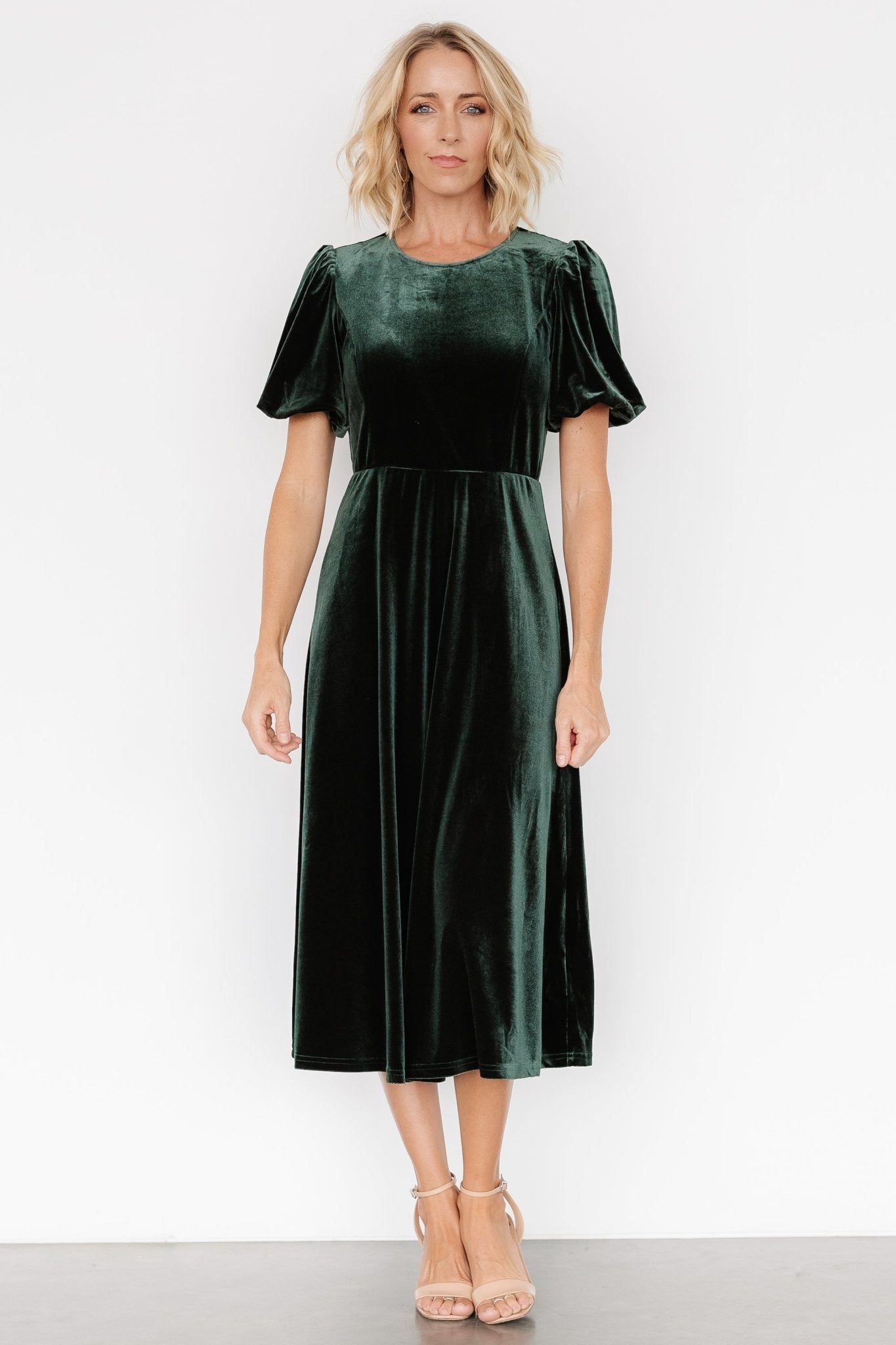 Nita Velvet Midi Dress | Deep Green - Baltic Born