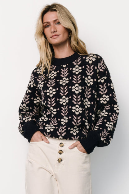 Norris Sweater | Navy Multi Floral - Baltic Born