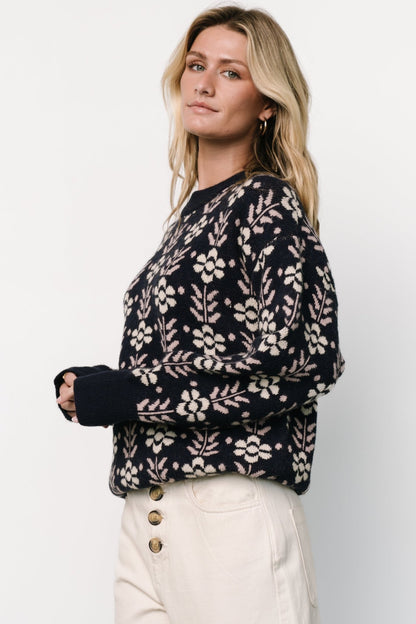 Norris Sweater | Navy Multi Floral - Baltic Born