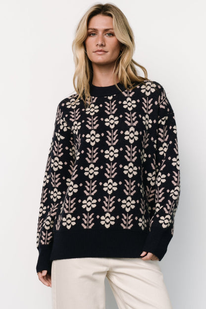 Norris Sweater | Navy Multi Floral - Baltic Born