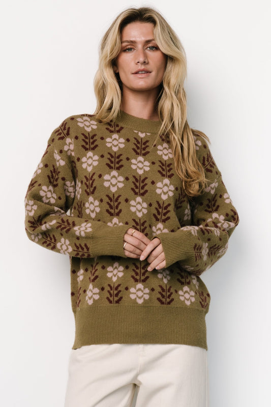 Norris Sweater | Olive Multi Floral - Baltic Born