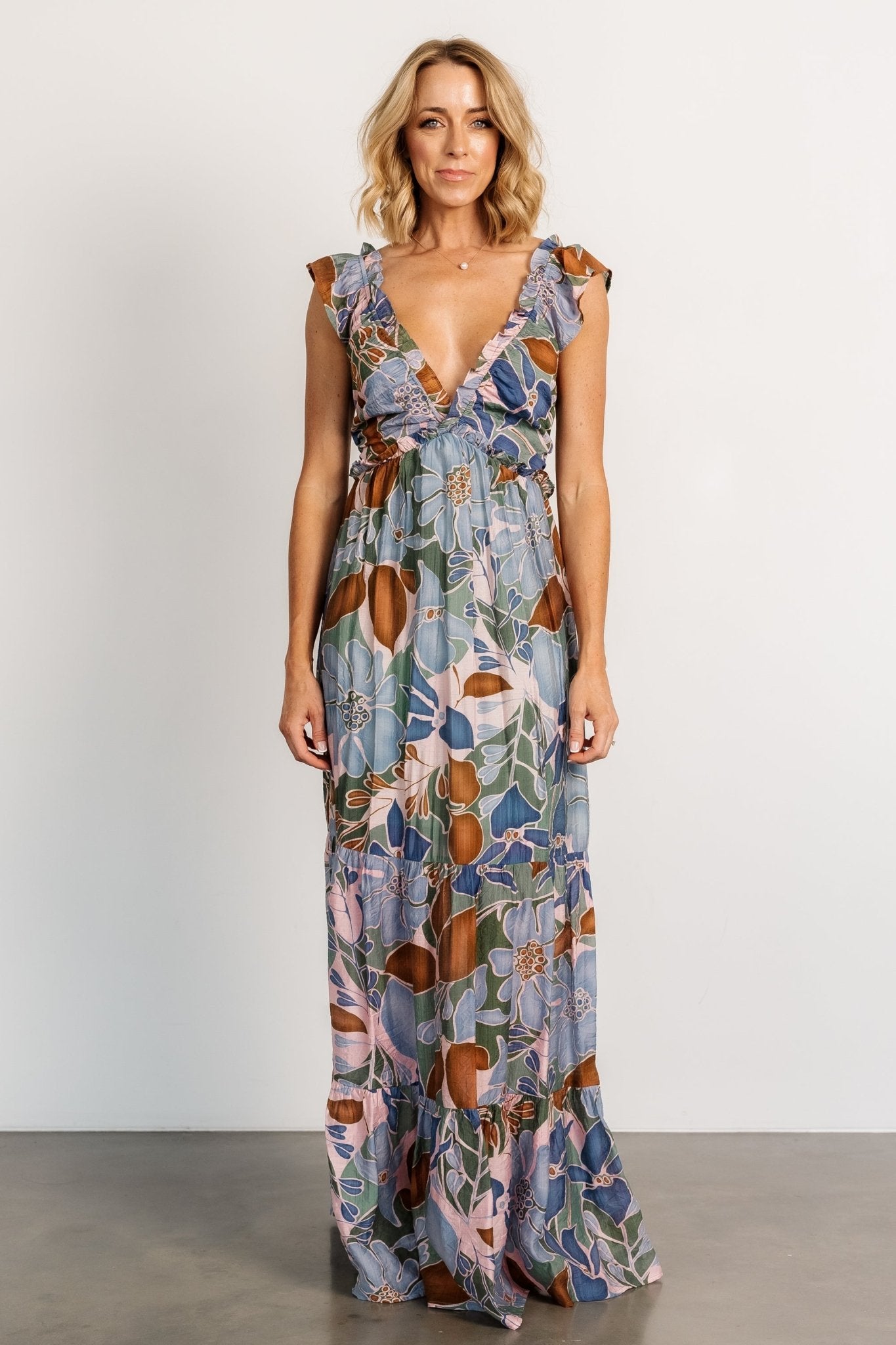 Nylah Back Tie Maxi Dress | Blue Multi - Baltic Born