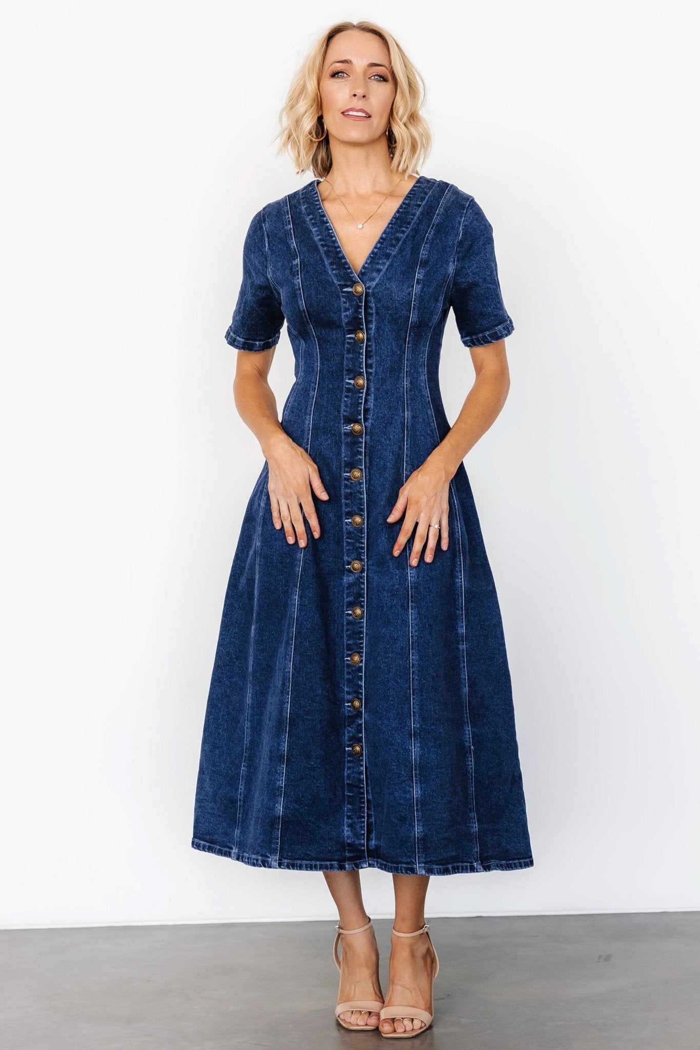 Oakley Button Denim Dress | Blue - Baltic Born