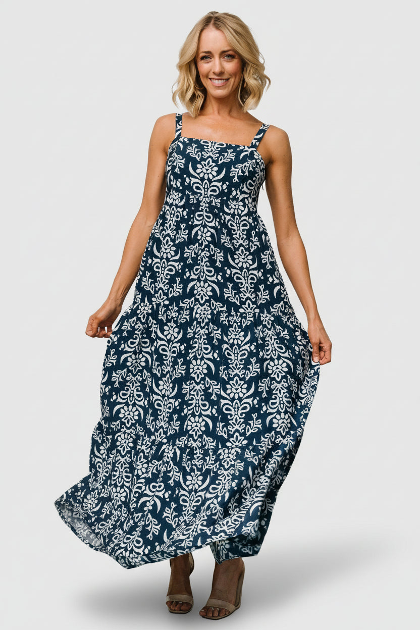 Oceanside Maxi Dress | Navy Print
