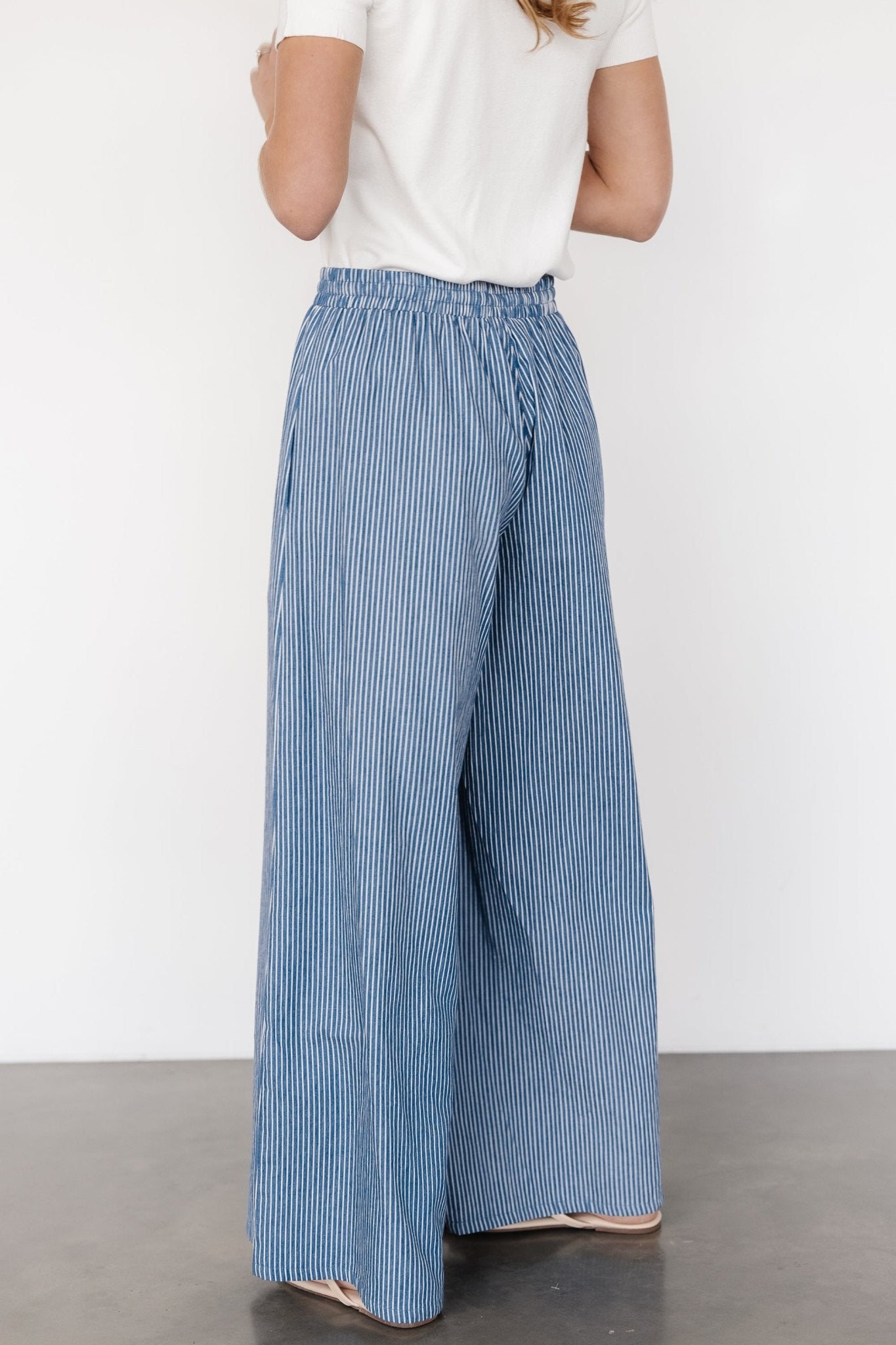 Odelia Striped Pants | Blue + Off White Stripe - Baltic Born