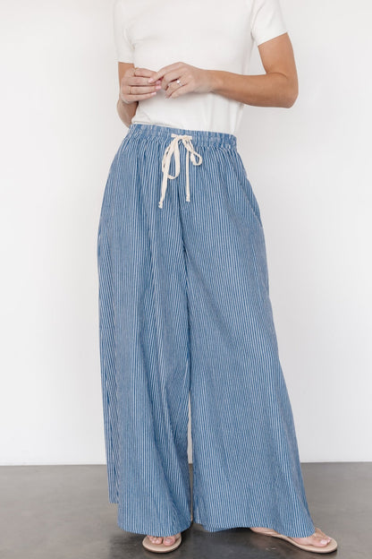 Odelia Striped Pants | Blue + Off White Stripe - Baltic Born